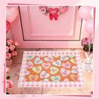 Dunzy 2 Pcs Valentine's Day Doormats Conversation Heart Layered Front Door Mats Non Slip Floor Coir Rugs Layered Pink Buffalo Plaid Doormats for Porch Entryway Indoor Outdoor Home Decor - Image 2