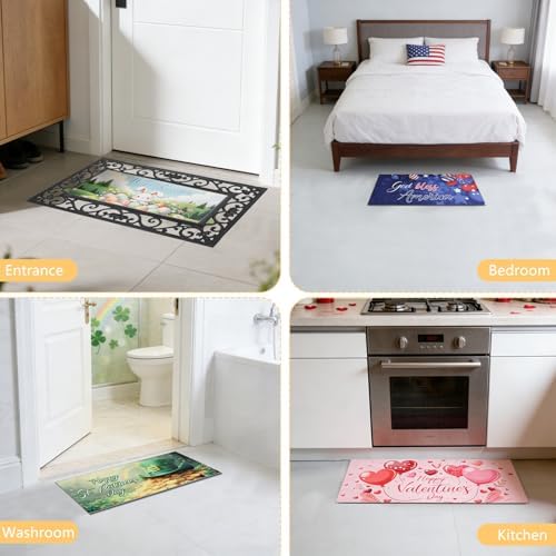 12PCS Interchangeable Doormat Inserts Seasonal Welcome Mats – 22" x 10" Outdoor Indoor Door Mat Set for Spring Summer Fall Winter, Holiday Decor for Front Door, Christmas Halloween Thanksgiving - Image 4