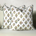 CPC Fall Green Block Print Throw Pillow Covers 18x18 Inch, Set of 2 by COTTONPRINTCLUB