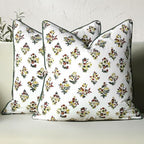 CPC Fall Green Block Print Throw Pillow Covers 18x18 Inch, Set of 2 by COTTONPRINTCLUB