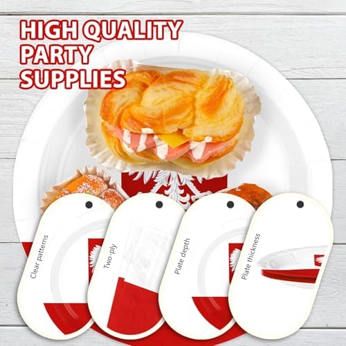 96 Pcs Poland Flag Party National Country Decorations, Serves 24 - Image 6