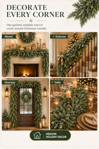9FT Touch Fake Christmas Cedar Garland, Realistic Plant(1Pcs) - Image 3