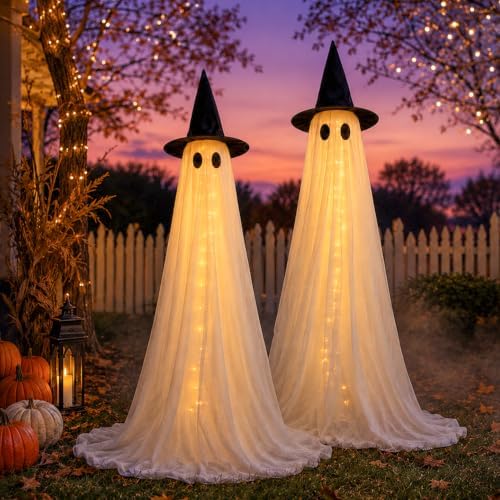 2 Pack 5 Ft Large Light Up Ghost Decor - Halloween Decorations Outdoor - Image 7