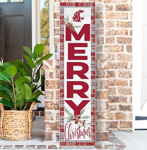 KH Sports Fan Washington State Cougars Holiday Porch Leaner, 11x46 Inches, Cougars Outdoor Christmas Sign; Display Some Holiday Cheer with This Washington State Cougars Christmas Sign - Image 2