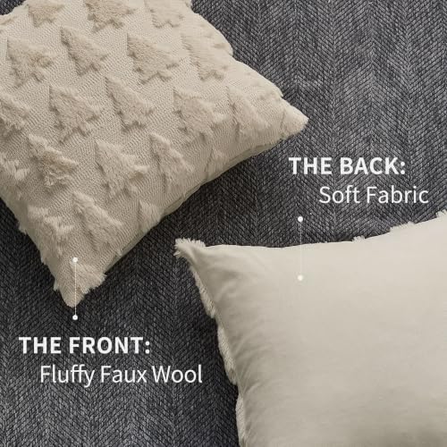 DFXSZ Christmas Tree Pillow Covers 26x26 Set of 2 Christmas Decor Beige - Image 6