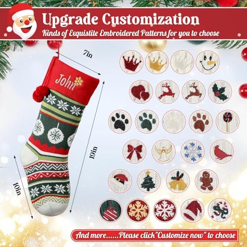 Personalized Christmas Stockings with Embroidered Name & Monogram,Custom Knit Christmas Stocking for Kids Girl Family,5 Pack 19.7” Large Xmas Stockings for Fireplace or Holiday Decor - Image 4