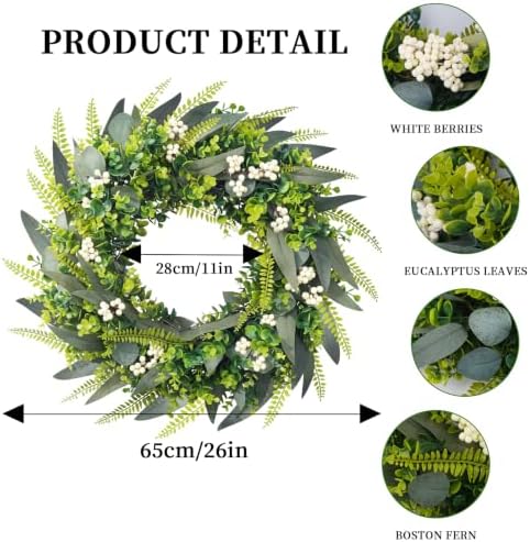 26" Artificial Greenery Wreath for Front Door All Season Boxwood Wreaths - Image 3