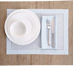 Solino Home 100% Pure Linen Placemats Blue Hemstitch, 14 x 19 in, Set of 4 - Image 2
