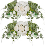 Suncalla 2 Pcs Artificial Peony Eucalyptus Floral Swag for Arch,White by Unknown