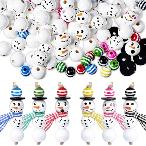 Vicenpal 450 Pcs Christmas Wooden Beads, Striped, Vibrant Color by Vicenpal