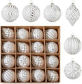 16Pcs Vintage Rustic Christmas Ball Ornaments - Large Shatterproof Neutral Christmas Ornaments Set Farmhouse Christmas Decor for Xmas Tree Home Party Holiday (White) by Unknown