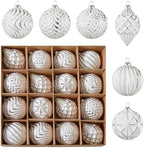16Pcs Vintage Rustic Christmas Ball Ornaments - Large Shatterproof Neutral Christmas Ornaments Set Farmhouse Christmas Decor for Xmas Tree Home Party Holiday (White) by Unknown