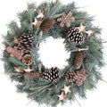 24 Inch Winter Christmas Frosted Pine Wreath for Front Door, Winter Wreath with Pine Cones Gingerbread Men Star for Indoor Outdoor, Winter Christmas Star Wreaths for Home Decor by Egolot