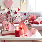 TORONTOKYO Valentines Day Decor, 6 Pack Valentine's Day Artificial Potted Plant Heart Shaped Valentines Day Picks with Berries Metal Pot for Home Office Table Centerpiece Decor - Image 6