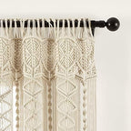 Lush Decor Boho Macrame Textured Cotton Window Curtain Panel Single 40" W x 84" L Neutral - Macrame Curtains for Windows, Room Divider, Boho Wall Decor - Image 7