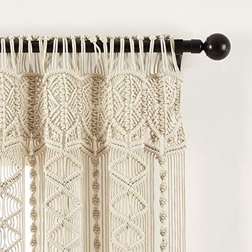 Lush Decor Boho Macrame Textured Cotton Window Curtain Panel Single 40" W x 84" L Neutral - Macrame Curtains for Windows, Room Divider, Boho Wall Decor - Image 7