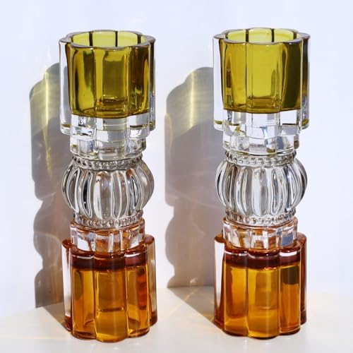 VOHO Tall Amber Votive Candle Holders for Thanksgiving Fall Decor by VOHO