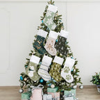 GEXWORLDWIDE GEX New Personalized Christmas Stockings 6 Pack Embroidery Custom Name for Family 20" Large Farmhouse Stockings Green Plush Felt Sequins Fireplace Decorations Hanging Ornament (6 Pack) - Image 6