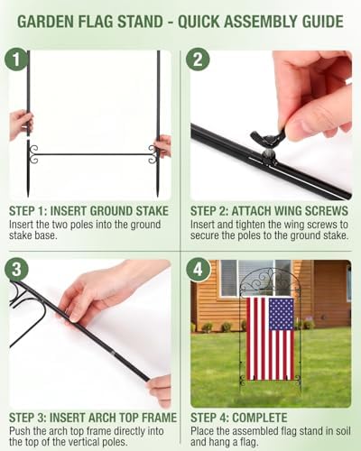 Garden Flag Holder 2P, Heavy Duty Metal Yard Flag Stand for Outside, 40in x 16in Flags Stand Pole Fits Max 14in x 22in Flags - Outdoor Lawn Decor(Without Flag) - Image 2