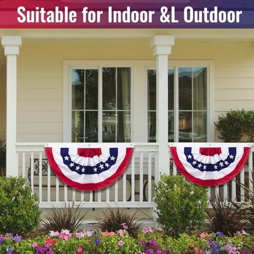 American Bunting Flags Outdoor - 1.5x3 Ft USA Patriotic Pleated Half Fan Banner Flag for Outside 4th of July Porch Decorations 6 pack - Image 5