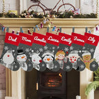 Set of 7, 18" Dia Personalized Gray Christmas Stockings with Embroidery Names, with Holders,Quality Thick Fleece Material Stockings for Family Décor(Set of 7-B) - Image 4