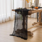 6Pcs Halloween Holiday Black Cheesecloth Table Runner 120 Inch for Decor - Image 3