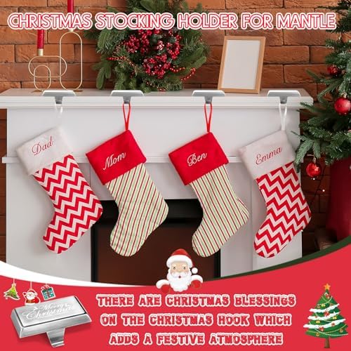 Yaocom 6 Pcs Christmas Stocking Holders Metal Fireplace Hooks,Silver - Image 5