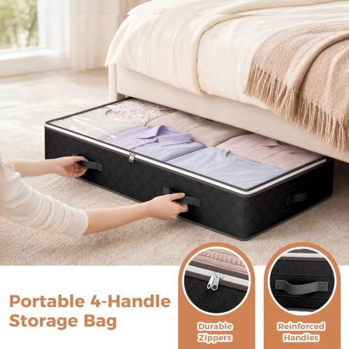 Budding Joy 95L Under Bed Storage Containers, 6 Pack Clothes Storage Bins - Image 5