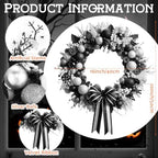 Norme Black Halloween Wreath Christmas Decorations Ball Wreath 15.7 Inch - Image 2