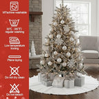 Libima Large White Faux Fur Christmas Tree Skirt with Pom Poms,60 Inch - Image 3