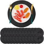 Buryeah 24 Pieces 13 Inch Christmas Round Placemats Circle Woven Place Mats Boho Decor Dining Table Mats Table Scape Hosting Friends for Wedding Birthday Dinner Parties (Black) by Buryeah