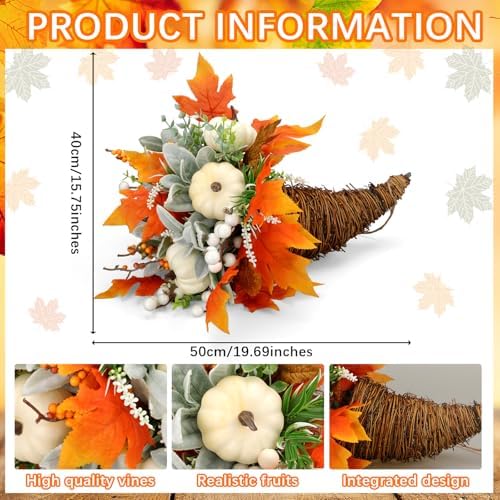 Knitgrip Thanksgiving Fall Table Harvest Cornucopia Centerpiece, Green - Image 2
