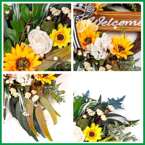 22 in Welcome Sign Wreath for Spring Summer Outdoor Indoor - Image 2