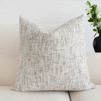 Textured Neutral Throw Pillow Covers 24x24 Inch Set of 2 Soft Woven Chenille Accent Boho Farmhouse Square Decorative Cushion Cases for Modern Home Decor Bed Couch Sofa Living Room - Image 4