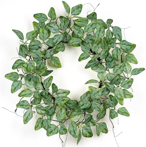 Summer Wreath for Front Door, 24 in Twig Eucalyptus Wreath by YUGALI