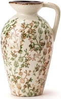 Green and Beige Antique Vase, 8.9 Inch Vintage Chinoiserie Floral Vase, Rustic Ceramic Vase for Home Decor, Living Room, Bookshelf, Office, Entryway, Garden, Chinoiserie Decor, Tuscan Decor by PORCER