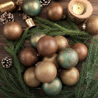 Yunlly 12 Pcs Neutral Christmas Ornament, Brown Copper Sage Green, 3.15'' - Image 2