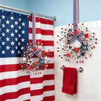10 PCS Small Patriotic Wreath Mini 4th of July Wreaths for Kitchen Cabinets Farmhouse Red White Blue Candle Rings with Star Decor & Ribbon for Independence Day Kitchen Cabinet Window Wall Decor - Image 5
