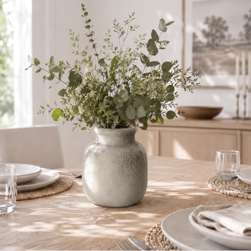 Rustic Ceramic Vase for Home Decor, 6.4 Inch Small Farmhouse Flower Vase - Image 5