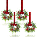 4Pcs Small Christmas Wreath - Mini Wreaths with Red Berry Pine Eucalyptus Christmas Wreaths for Door Kitchen Cabinets Window Fireplaces Decor by JUSTOTRY