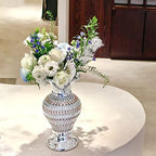 Silver Ceramic Flower Vase with Rhinestones, 12-Inch Home Decor - Image 5