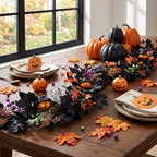 DecorbyHannah 6ft Halloween Garland for Mantle with Lights Pumpkin Decor - Image 4