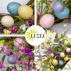 LLZLL 22 inch Easter Wreaths for Front Door Artificial Easter Wreath with 5 Colors Egg for Spring Holiday Indoor Outdoor Porch Wall Window Decor - Image 3