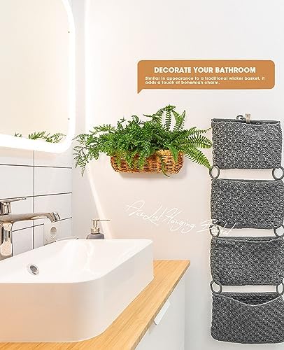 AceList Wall Hanging Basket, Boho Style Hand-Woven Hanging Storage Baskets - Set of 3, Ideal for Boho Room Decor, Kitchen, Garden, and Living Room - Image 4