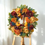 24 Inch Artificial Fall Wreaths for Front Door with Hydrangea Peony Pumpkin - Image 5