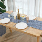 8 Pack Dusty Blue Cheesecloth Table Runner 120 Inch Boho Wedding Decor - Image 6