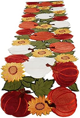 OWENIE Thanksgiving Fall Table Runner - 108 Inches, Harvest Pumpkins Autumn Decor, Extra Long Farmhouse Runner, 13 x 108 Inches by OWENIE