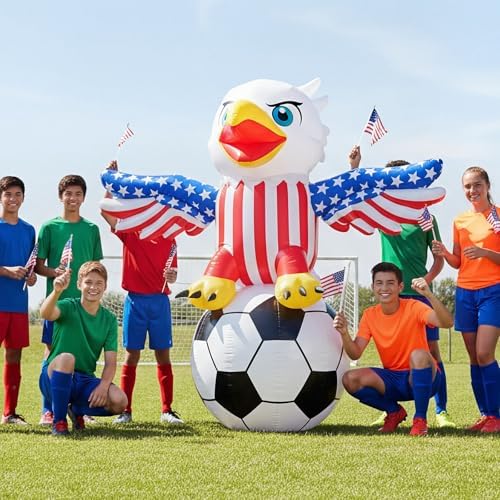 Leyndo 4.9FT 2026 Soccer Inflatables Outdoor Decorations Soccer Themed Decor Lighted Blow Up Eagle Inflatables Patriotic 4th of July Outdoor Decoration for Yard Garden Lawn - Image 4