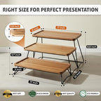 Oaklyn Rust Proof 3 Tier Wooden Cupcake Stand of Acacia Wood | Eco Friendly Tiered Tray Stand with Wooden Serving Trays & Platters for Party, Decor & Birthdays | 3 Tier Serving Tray Dessert Stands - Image 3
