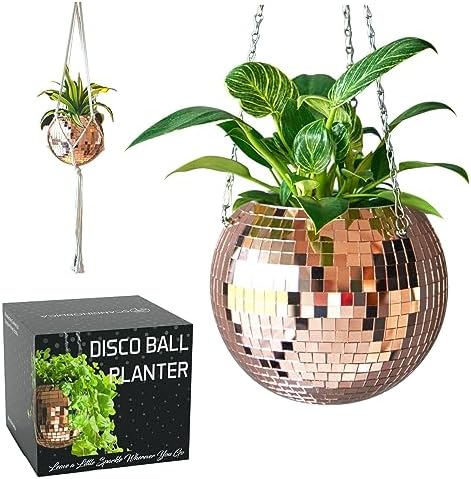 SCANDINORDICA Disco Ball Planter, Value Package, 8-inch Rose Gold by SCANDINORDICA